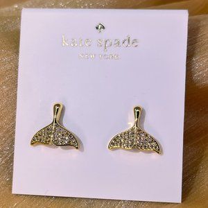 Kate Spade Gold Pavé Whale Tail Earrings